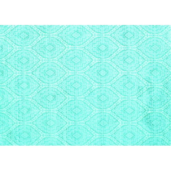 Ahgly Company Indoor Rectangle Abstract Turquoise Blue Contemporary Area Rugs, 4' x 6'