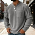 thumbnail image 2 of USNSM (S-5XL) Big and Tall Men's Corduroy Shirt Half Button Long Sleeve Solid Color Sweatshirt Casual Collared Pullover Top Gray XXXXXL, 2 of 8