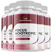 Cognigence - Focus Nootropic - Memory Booster Dietary Supplement for Focus, Memory, Clarity, & Energy - Optimal Mental Performance Extra Strength Premium Formula - 300 Capsules (5 Pack)