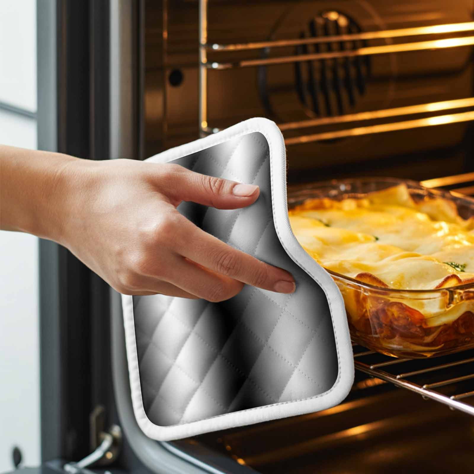 Black White Pot Holders for Kitchen Heatproof Potholder, 2 Pack Gradient Gray Monochrome Minimalist Stripe Hot Pads Multipurpose Oven Pads Cloth Potholders Trivet for Cooking and Baking