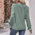 thumbnail image 6 of Plus Size Tops for Women V-Neck Long Sleeve Solid Loose T-shirt Green M, 6 of 6
