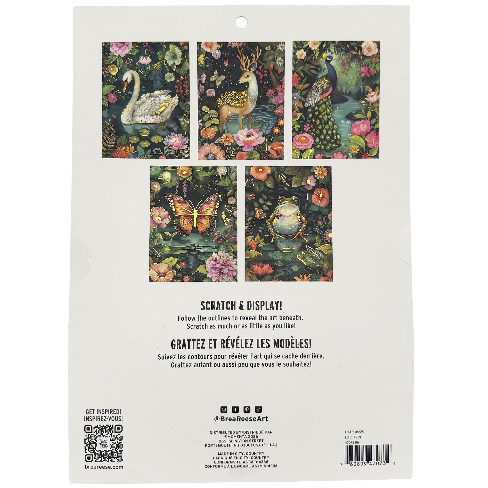 Brea Reese: Scratch Art Paper Pad - Magical Forest - 5 Nature Designs, Metallic Foil, Dual-Tip Stylus & Brush, Easy-to-Frame 9x12 Pages, Adult Craft