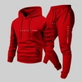 thumbnail image 1 of Ceisia Men's PARIS Print Hooded Tracksuit Set with Kangaroo Pocket for Casual & Sports Wear Red S Gifts, 1 of 3