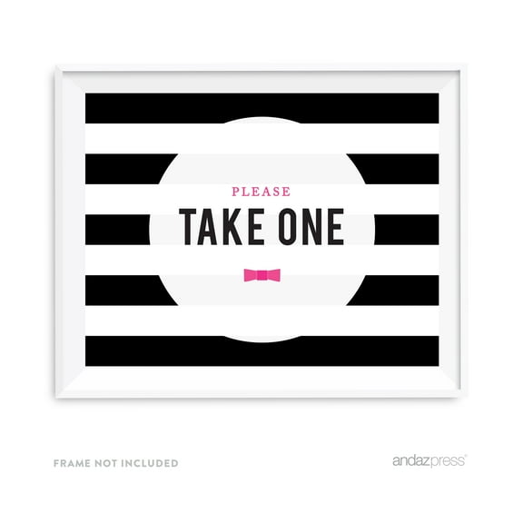 Please Take One Modern Black and White Stripes Wedding Party Signs