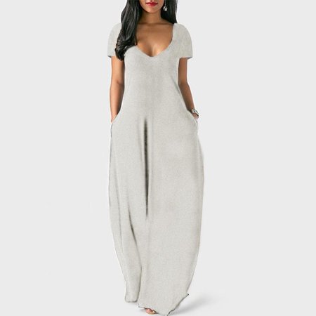 

Nightgown for Womens Sleepwear Pockets Loose Long Dress Comfy Loungewear Nightshirts Pajama Dress Claret Gray L