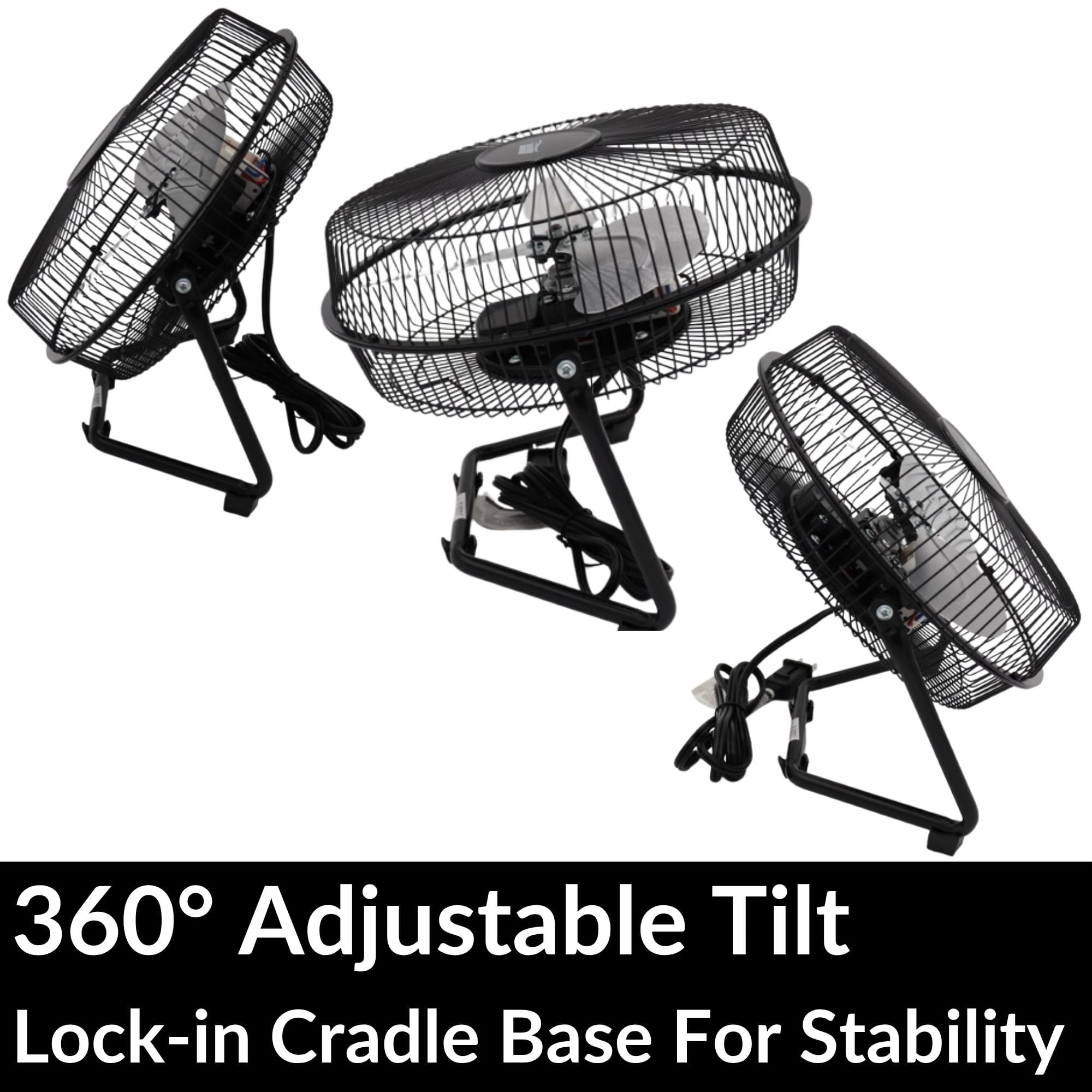 Seasons Comfort 9-In. 3-Speed High-Velocity Heavy-Duty Floor Fan, FHV09, Black, FHV09