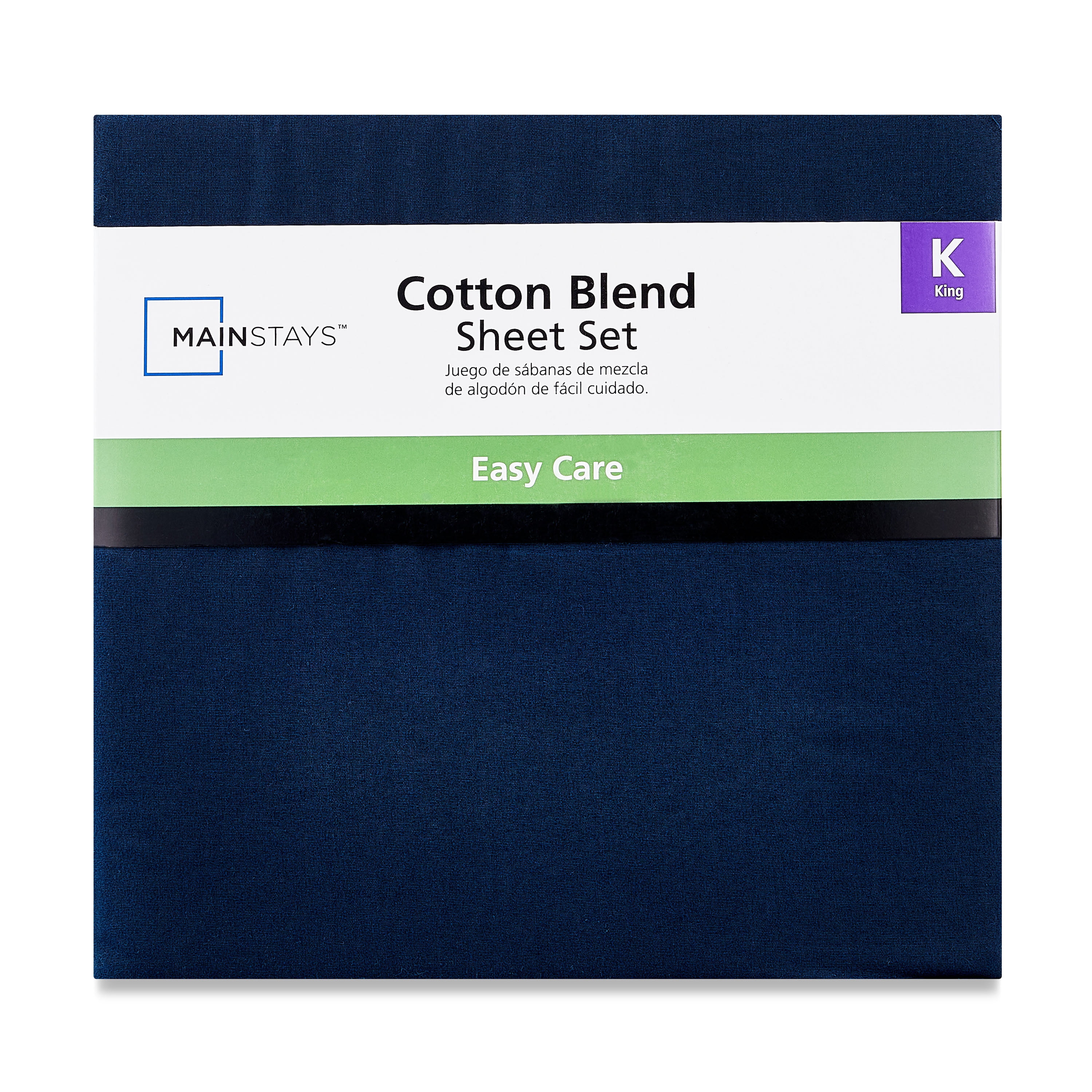 Mainstays 4-Piece 300 Thread Count Blue Cove Cotton Blend Percale Bed Sheet Set, King