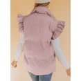 thumbnail image 7 of Winter Women's Button Down Puffer Vests Ruffle Sleeve Padded Gilet with Pockets, 7 of 7