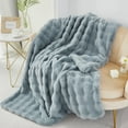 thumbnail image 5 of URBONUR Gray Faux Rabbit Fur Bubble Throw Blankets for Couch Chair Luxury Shaggy Fluffy Throws Cozy Warm Throw Blanket for Winter 51×63 Inches, 5 of 8