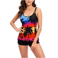 thumbnail image 1 of RKSTN Robe de Bain Tankini pour Femmes avec Shorty Deux Pièces Col en V Nœud Licou Imprimé Floral Grande Taille, 1 of 8