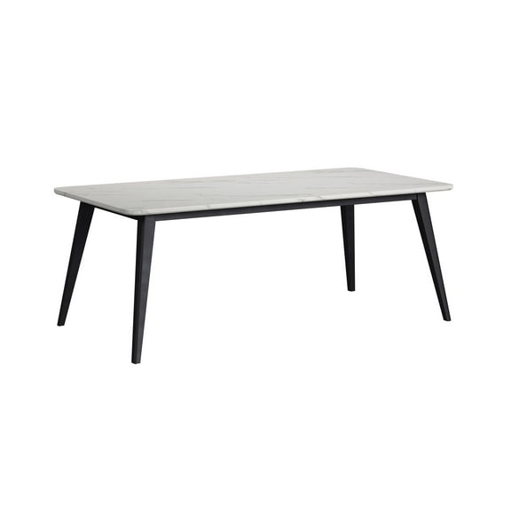 Picket House Furnishings Megan Dining Table with White Faux Marble Top in Black