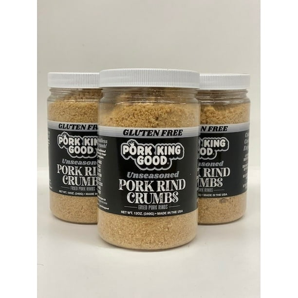 Pork King Good Pork Rind Crumbs 3 pack (12 oz jars) Unseasoned Crumbs