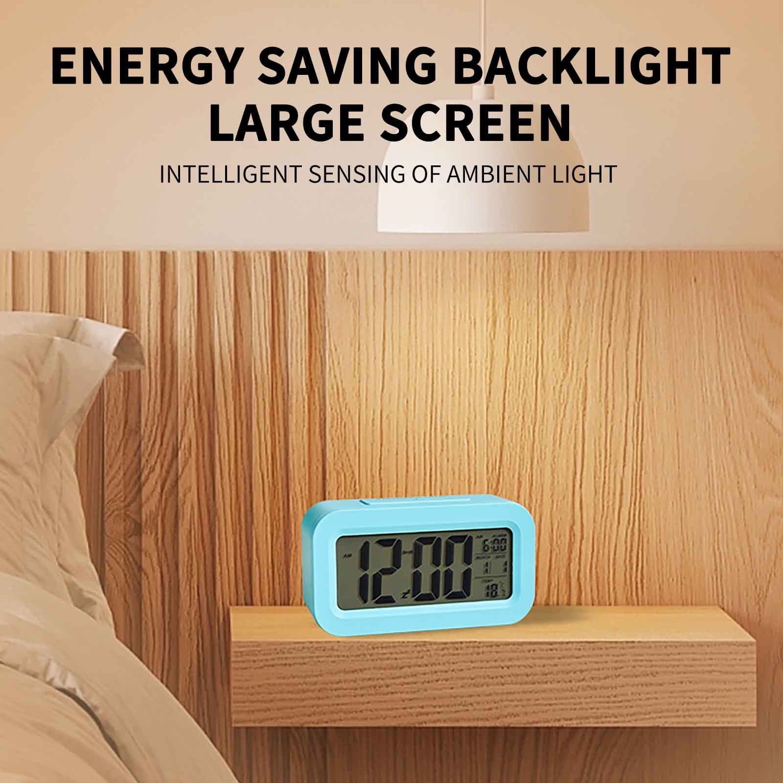 Digital Alarm Clock with Indoor Temperature Display,Battery Operated,Snooze Light Mode,12/24H LCD Display for Bedrooms Heavy Sleepers Kids Travel Bathroom Desk Smart Clock