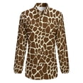 thumbnail image 4 of Giraffe Blouse Brown Animal Print Cute Pattern Blouses Womens Streetwear Shirts Autumn Long-Sleeve Oversized Top, 4 of 7