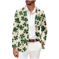 thumbnail image 3 of BLTIBY Men's St. Patrick's Day Corduroy Blazer Shamrock Jacket Button Loose Work Lapel Coat with Pockets Green 8 4XL, 3 of 5