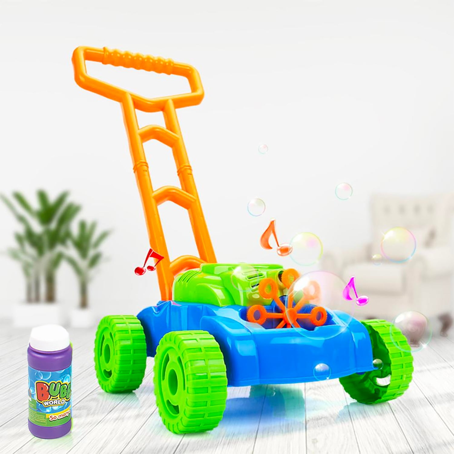 Bubble Lawn Mower Toy with Music and Real Lawn Mover Sounds, Indoor and Outdoor Fun and Healthy