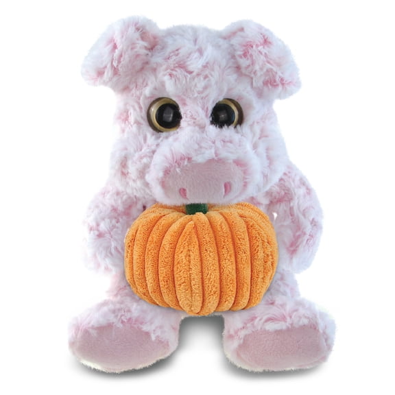 DolliBu Super Soft Sitting Pig Stuffed Animal with Pumpkin Plush Decor - Pig Pumpkin Plush Animal for Fall, Halloween and Thanksgiving, Pumpkin Plush Toy for Baby, Kids, Adults - 9 Inches