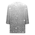 thumbnail image 6 of JTZGDY Sequin Tops for Women Plus Size 3/4 Sleeves Glitter Sparkly Printed Sexy V Neck Basic T-Shirts Dressy Casual Summer Oversized Tunic Blouse Multicolor#09 XL, 6 of 6