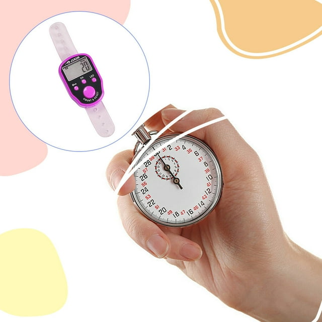 Mini Stitch Marker Row Fingertip Counter with LED Light LCD Electronic Digital Display Tally Timing for Golf Knitting Weave Rose Red 4.5*3.5*1.2cm