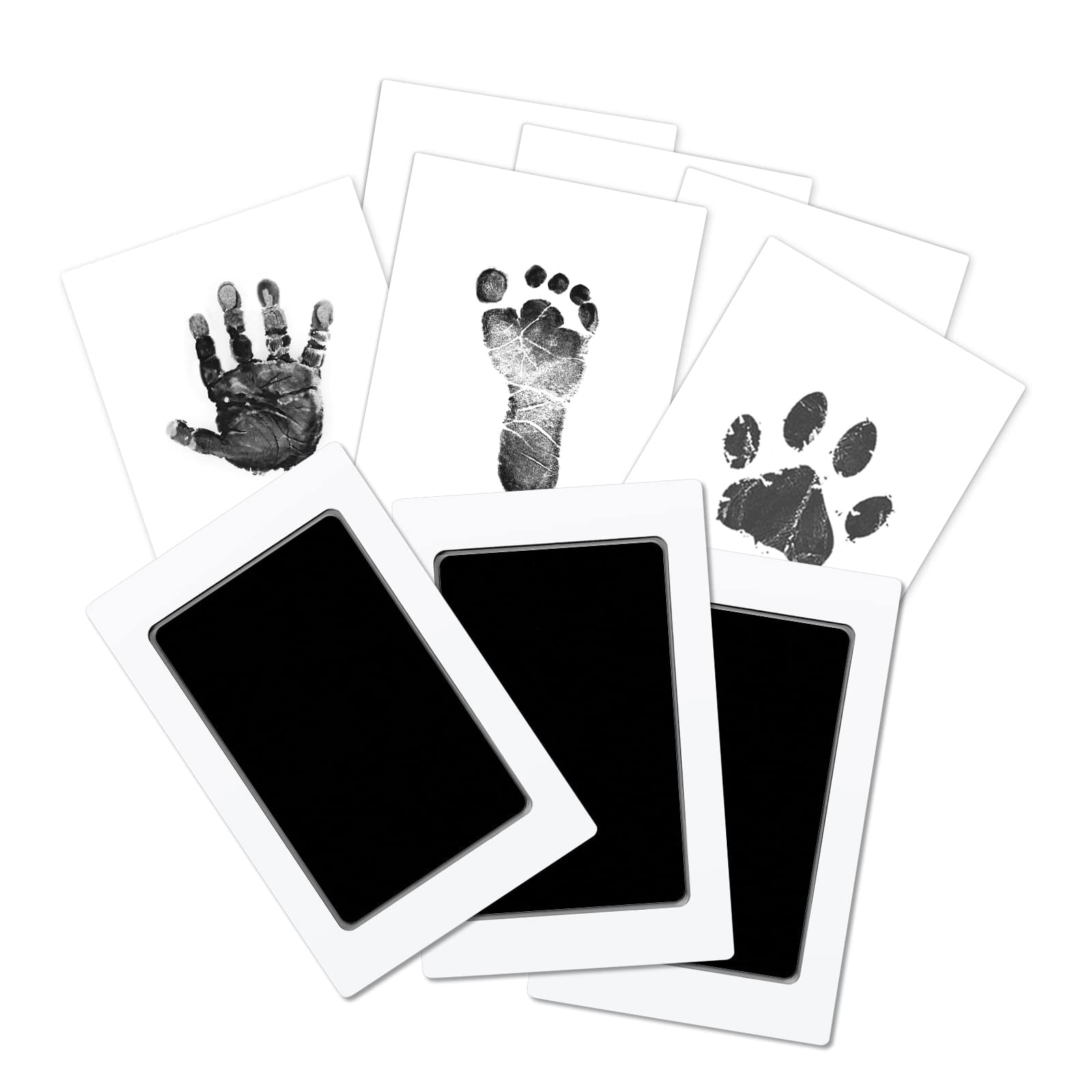 Black 14 Pcs Paw Print Kit Ink Pad for Pet Dog Baby Hand Foot Prints Inkless Clean Touch Ink Pad with 4 Pcs Paw Print Ink Pads and 10 Pcs Imprint Cards Family Memory Gift 