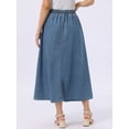 thumbnail image 3 of DARING DIVA Women's Elastic Waist A Line Long Jean Skirts Medium Blue, 3 of 6