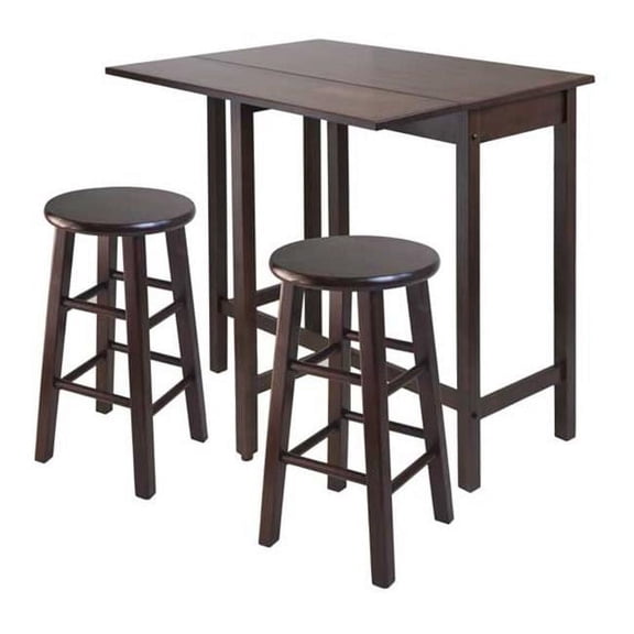 Lynnwood Drop Leaf Island Table with 2 Square Legs Stool Walnut