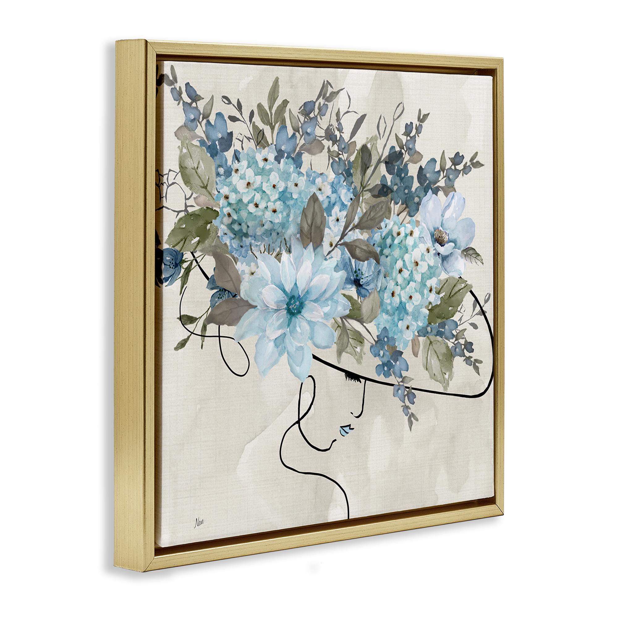 Stupell Industries Floral Fashion Hat Botanical & Floral Painting Gold Floater Framed Art Print Wall Art, 25 x 25