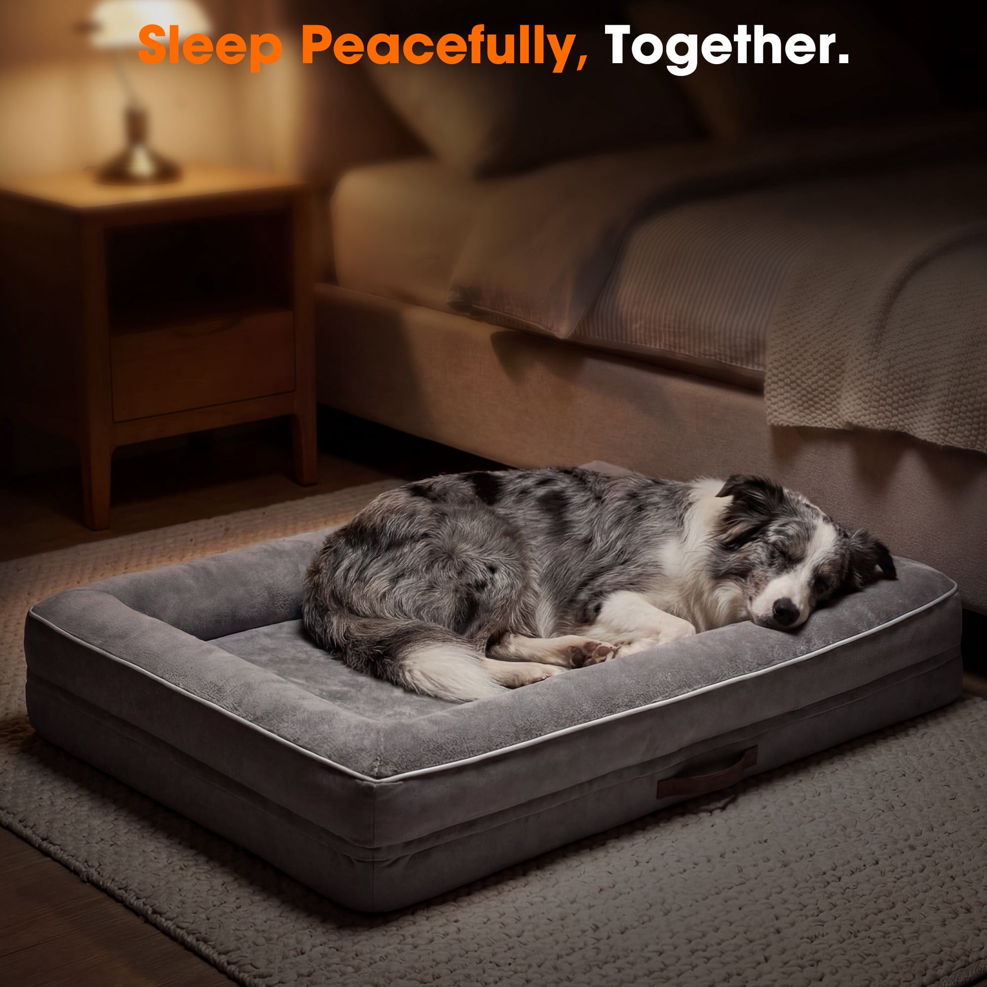 XX-Large Orthopedic Dog Bed Waterproof Pet Sofa Bed Four-Sided Bolster Cushion with Removable Washable Cover for Big Dogs Gray