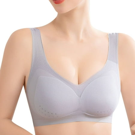 

Youmylove Super Thin Ice Silk Seamless Underwear Women Big Chest Shows Small No-Steel Ring Droop Large Size Beauty Back Bra Vest