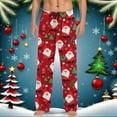 thumbnail image 2 of CONZONE Christmas Men's Pajamas Pants Xmas Santa Claus Graphic Pjs Pants for Men Wide Leg Elastic Waist Drawstring Soft Sleepwear Bottoms Cozy Fall Winter Homewear Loungewear, 2 of 5