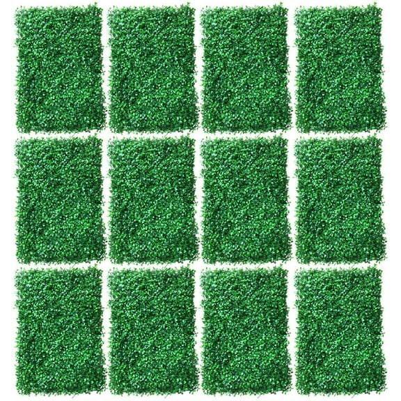 ANQIDI 12Pcs Artificial Boxwood Grass Plant Wall Lawn Mat Wall Fence Panel Green