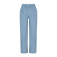 thumbnail image 6 of Stamzod Women's Pants with Pocket Solid Color Elastic Waist Drawstring Sweatpants Casual Loose Straight Workout Trousers Pants for Women Blue L, 6 of 7
