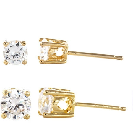 2.70 Carat T.G.W. Cubic Zirconia Gold Over Sterling Silver Stud Earrings