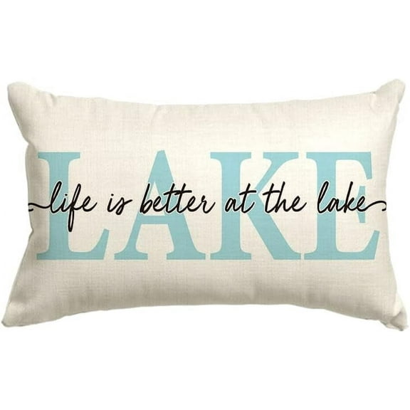 Summer Lake Throw Pillow Cover, 12 x 20 Inch Life is Better at The Lake Cushion Case Decoration for Sofa Couch