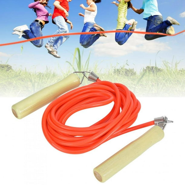 Corde à sauter de 4,9 m de long pour enfants avec poignée en bois