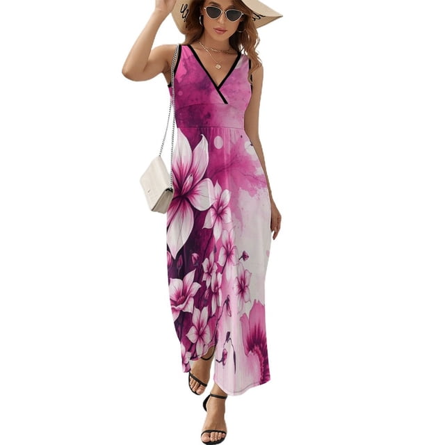 Ink Wash Flower Vestido Sin Mangas Vestidos Para Mujer, Vestido Suelto De Verano 2025