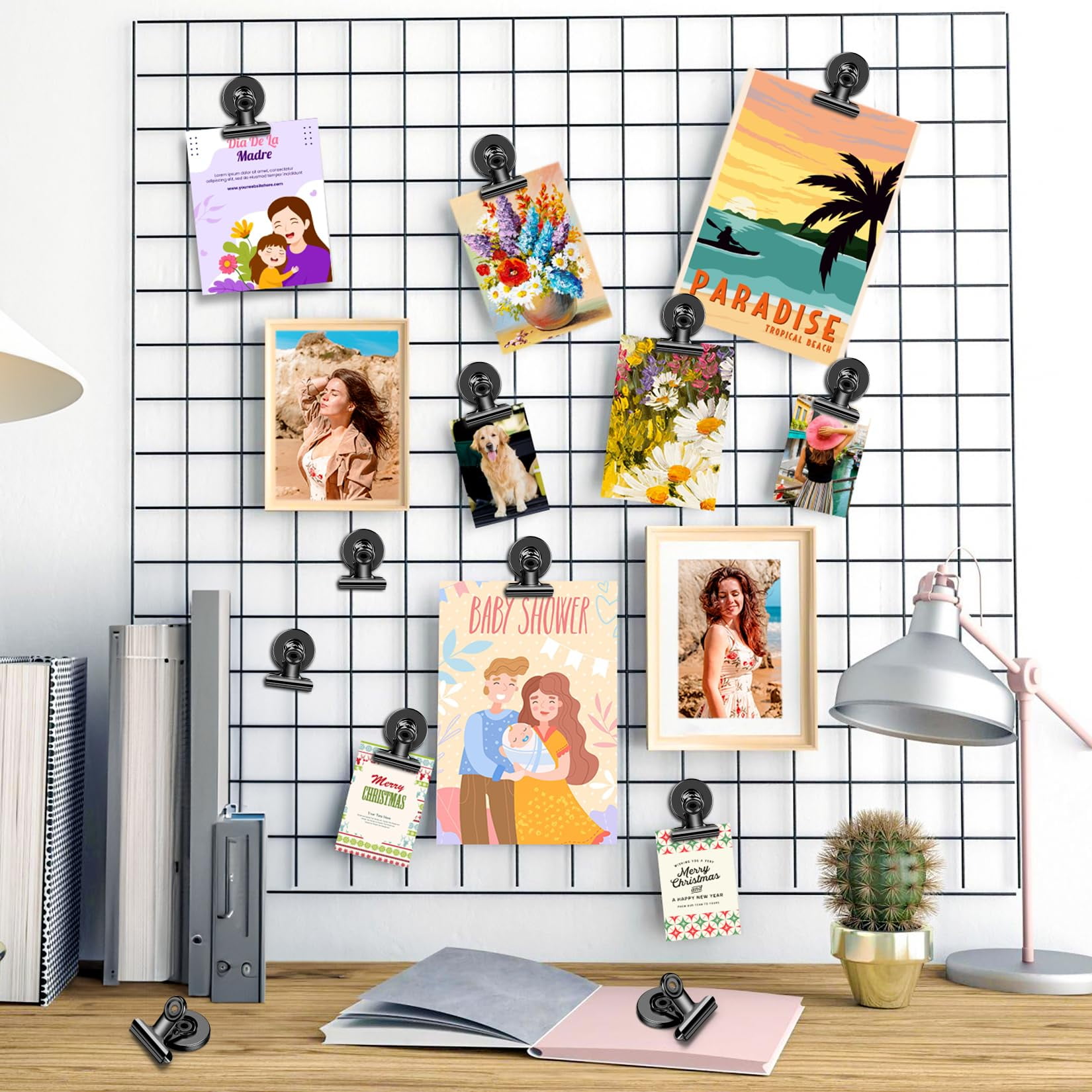 VNDUEEY 48 Pack Magnetic Clips, Refrigerator Magnets Fridge Magnets, Black Magnet Clips for Whiteboard, Clip Magnets for Photo Displays, Home, Office,Classroom