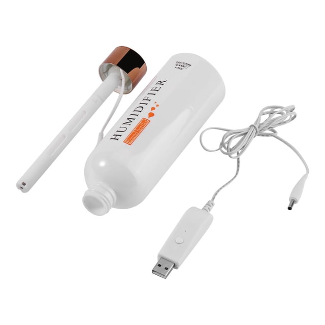Humidificador ultrasónico de vapor frío USB con forma de botella de 300 ml, purificador de aire para uso en casa y oficina (dorado)