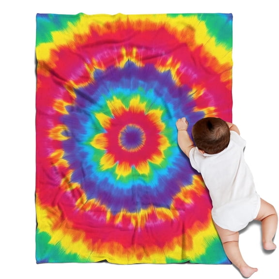Rainbow Tie Dye Mandala Pattern Blanket,Comfortable Soft Flannel Throw Blanket,All Season,Warm Lightweight Blankets for Sofa Bed Couch Living Room Chair,30"x40"