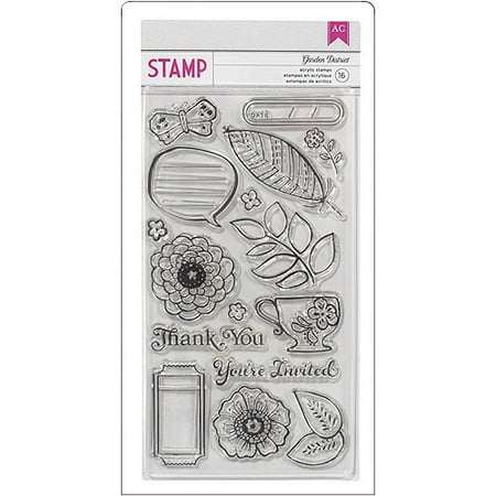 American Crafts Soho Garden Acrylic Stamps, 4" x 7.5", Garden District