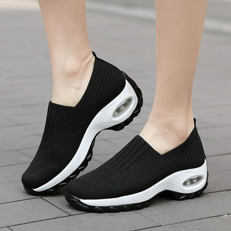 

Knitted Slip-On Thick-soled Sneakers Breathable Mesh Running Shoes Casual & Stylish Shoes Women‘s Footwear