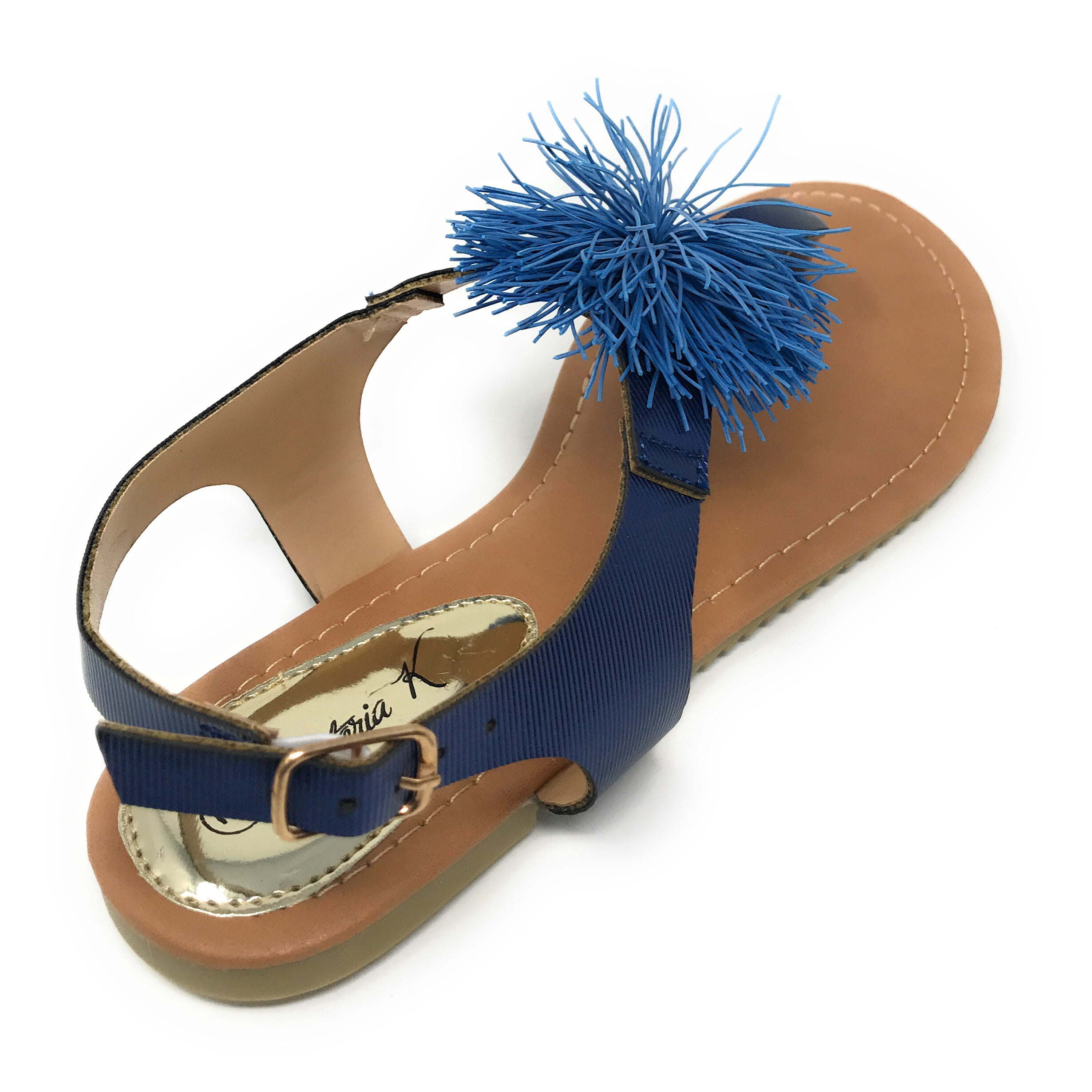 Victoria K Women's PomPom With Side Buckle Sandals