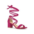 thumbnail image 1 of BLISSFUL STEP Sandales à Lacets à Bout Ouvert pour Femmes, Talons Blocs Moyens, Rose Vif, 9, 1 of 8