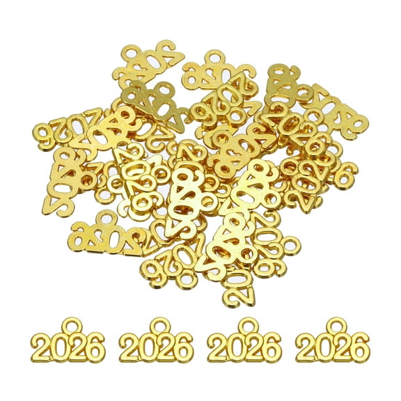 Uxcell Metal Year Number Charm, Gold 2026 Year Charm for DIY Jewelry Making, Necklace Bracelets, Keychain. 30 Pack