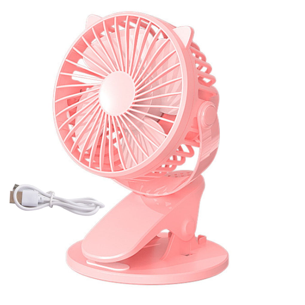 Color : Pink Air Cooler Mini Clip Fan USB Small Fan Student Portable Walking Home Clip Fan Desktop Baby Trolley Car Fan 