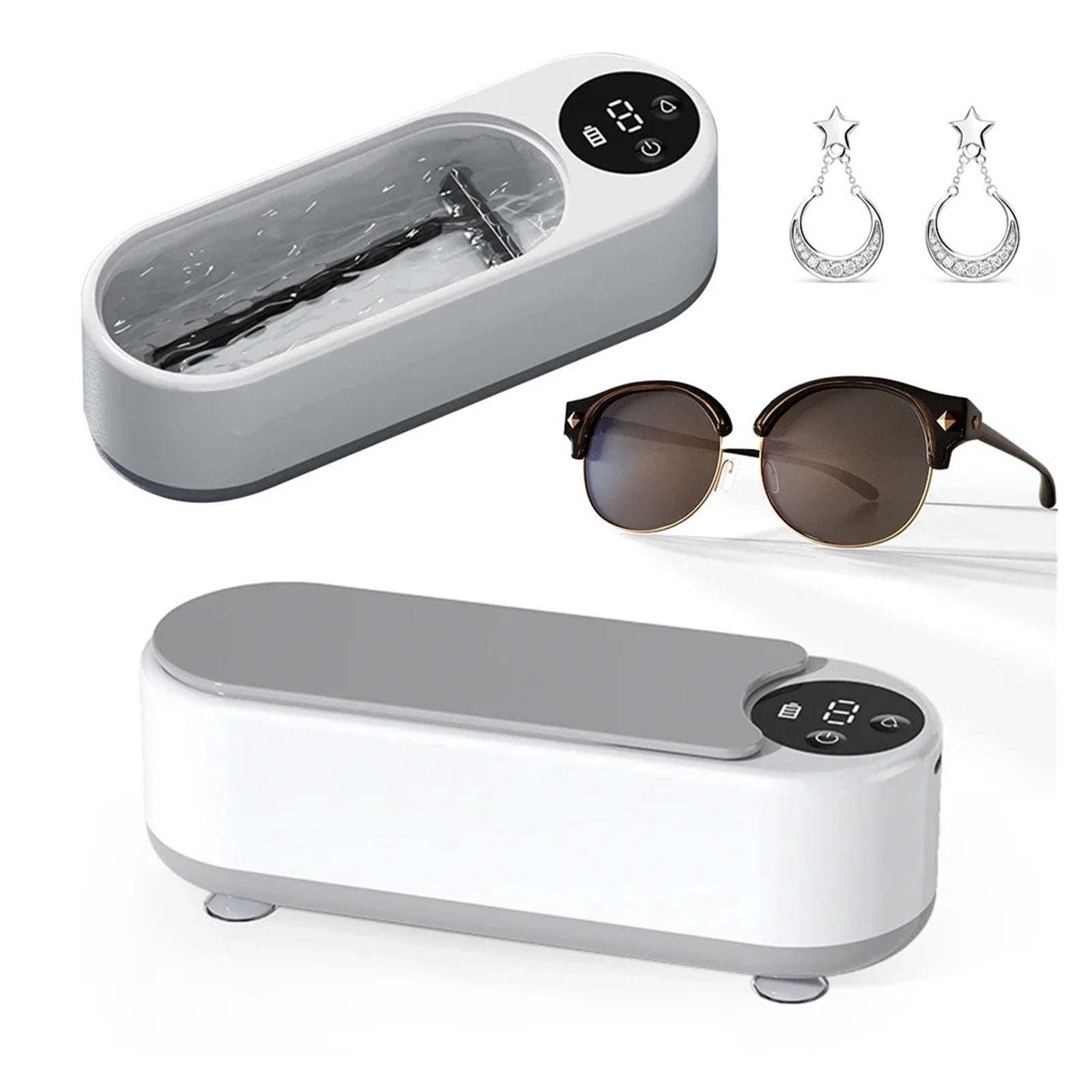 Ultrasonic Jewelry Cleaner Machine Portable Glasses Cleaner Eyeglass Washing Tool USB Rechargeable for Retainer Eyeglass Watches