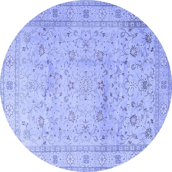 Ahgly Company Machine Washable Indoor Round Persian Blue Traditional Area Rugs, 6' Round