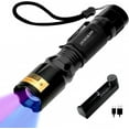 TRAHOOUV Flashlight with Rechargeable Battery, 365nm & 395nm