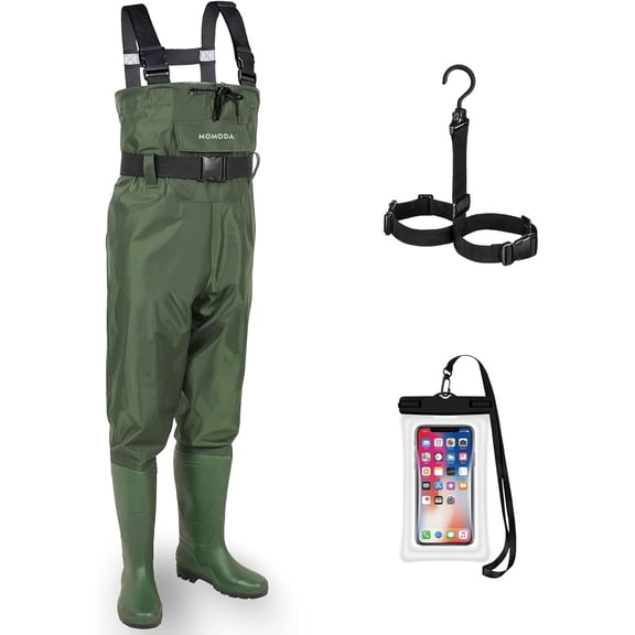 Nylon/PVC 2-Ply Waterproof Chest Waders with Boots – Lightweight Fishing & Hunting Waders for Men and Women(M9/W11)