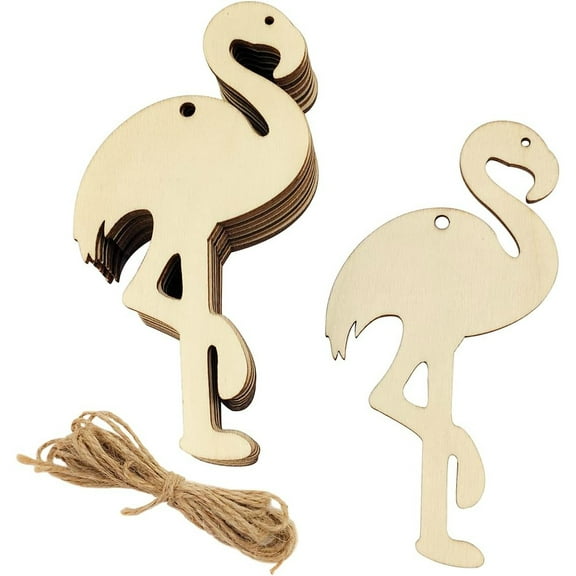 30 Pack 4 Inch Wood Flamingo Cutouts Crafts Unfinished Wooden Flamingo Hanging Ornaments DIY Flamingo Craft Gift Tags for Home Party Decoration Craft Project